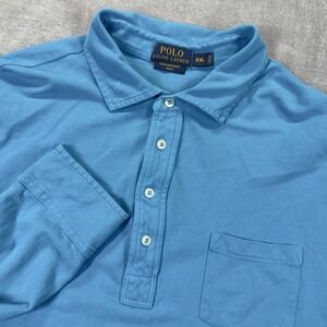 Polo‎ Ralph Lauren Mens Featherweight Mesh Polo Mens XXL Blue Long Sleeve Pocket
